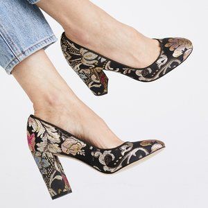 Sam Edelman Black/Pink/Metallic Stillson Venezia Jacquard Pumps- size 7